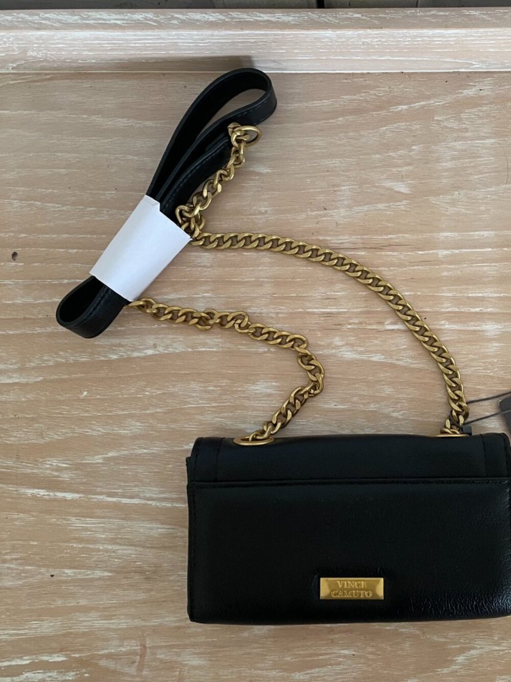 Vince Camuto Black Leather Wallet on a Chain/Crossbody Wallet